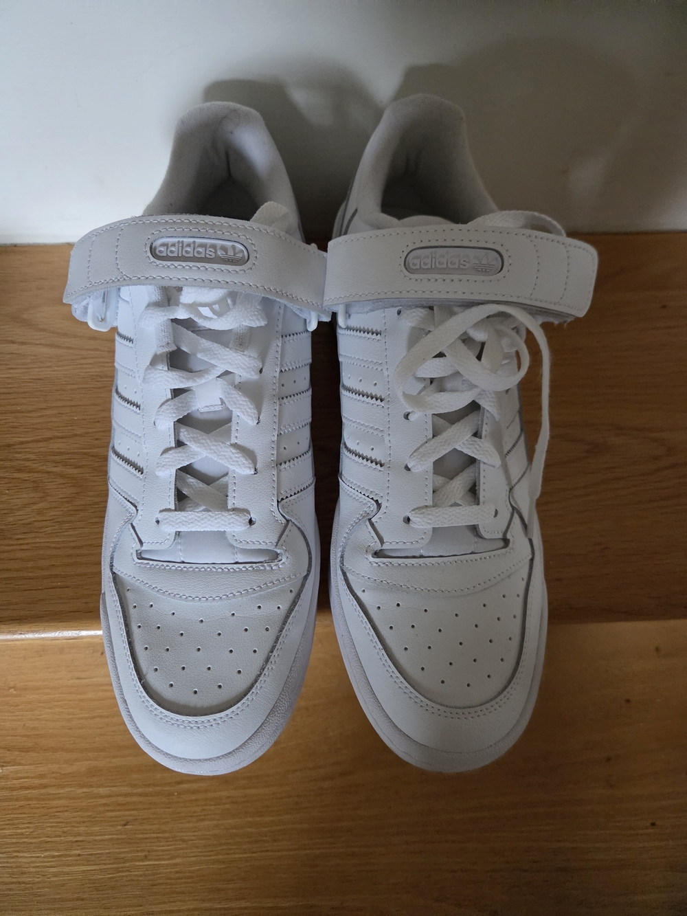 adidas White Low-Top Leather Sneakers with Velcro Strap